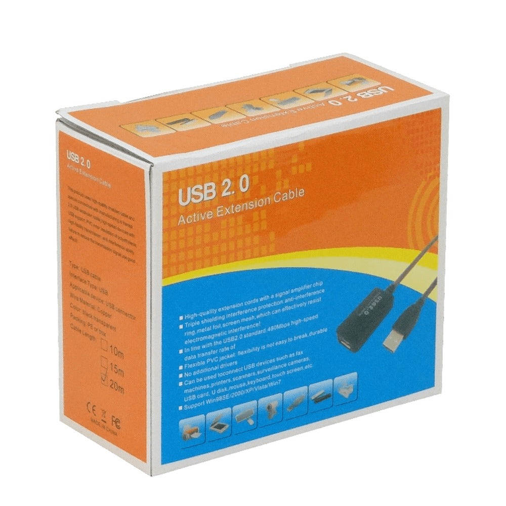 USBEX200 Cable USB2.0 20mt Activo A-M A-H no-req-Fuente