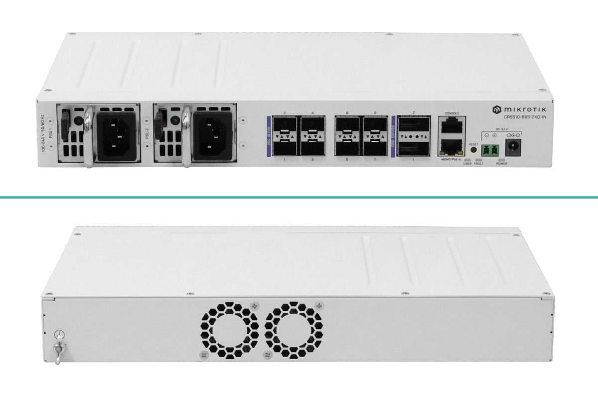 CRS510-8XS-2XQ-IN MIKROTIK 8-SFP28 2-QSFP28-100G 1-100 L5 2-220VAC req-cables-C13