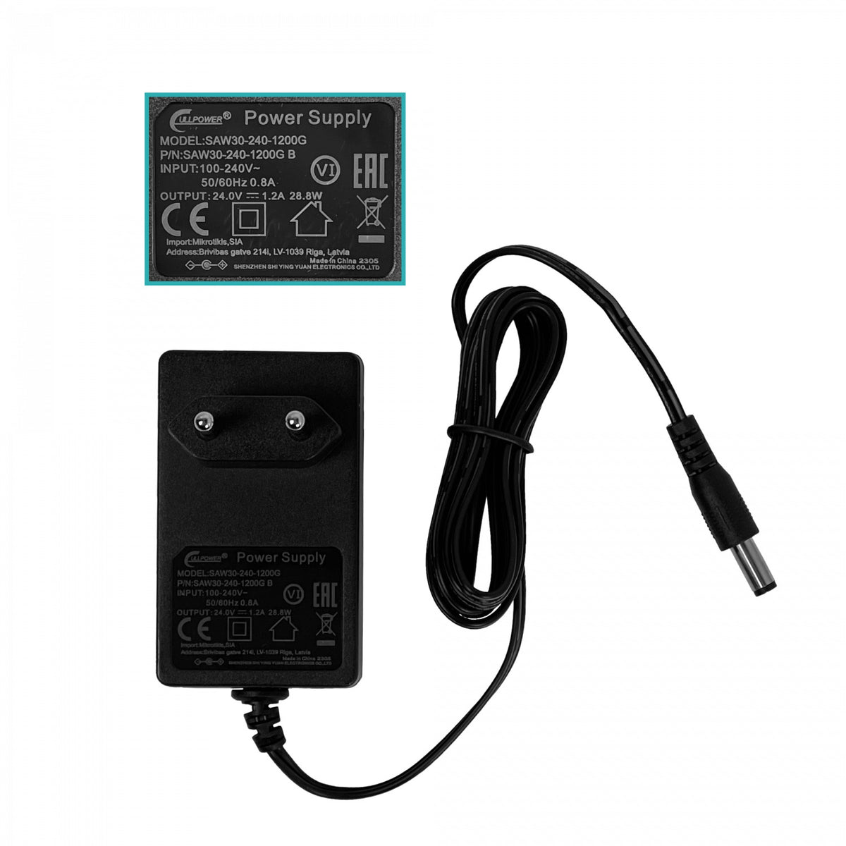 F24-W29 MIKROTIK Frontal Fuente de Alimentación 24VDC 1,2A 29W interior Conector-5,5x2,1mm