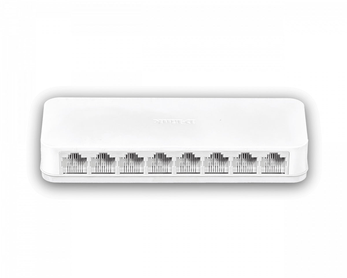 DES-1008C Switch de Escritorio D-LINK 8 Puertos 100Mbps No Administrable No Montable en Rack Incluye Adaptador 5V/0,5A Fabricado en Taiwán