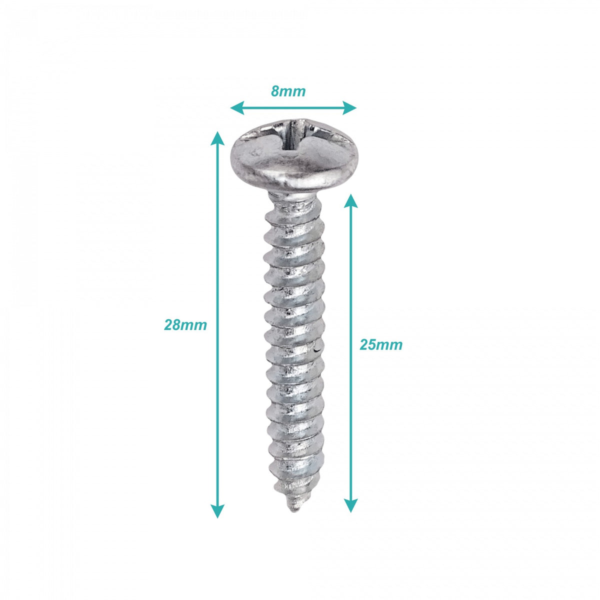 YUR8-08 100 unidades de tornillo para chapa metálica rosca 8, largo 1 pulgada, acabado zinc, código 61743001