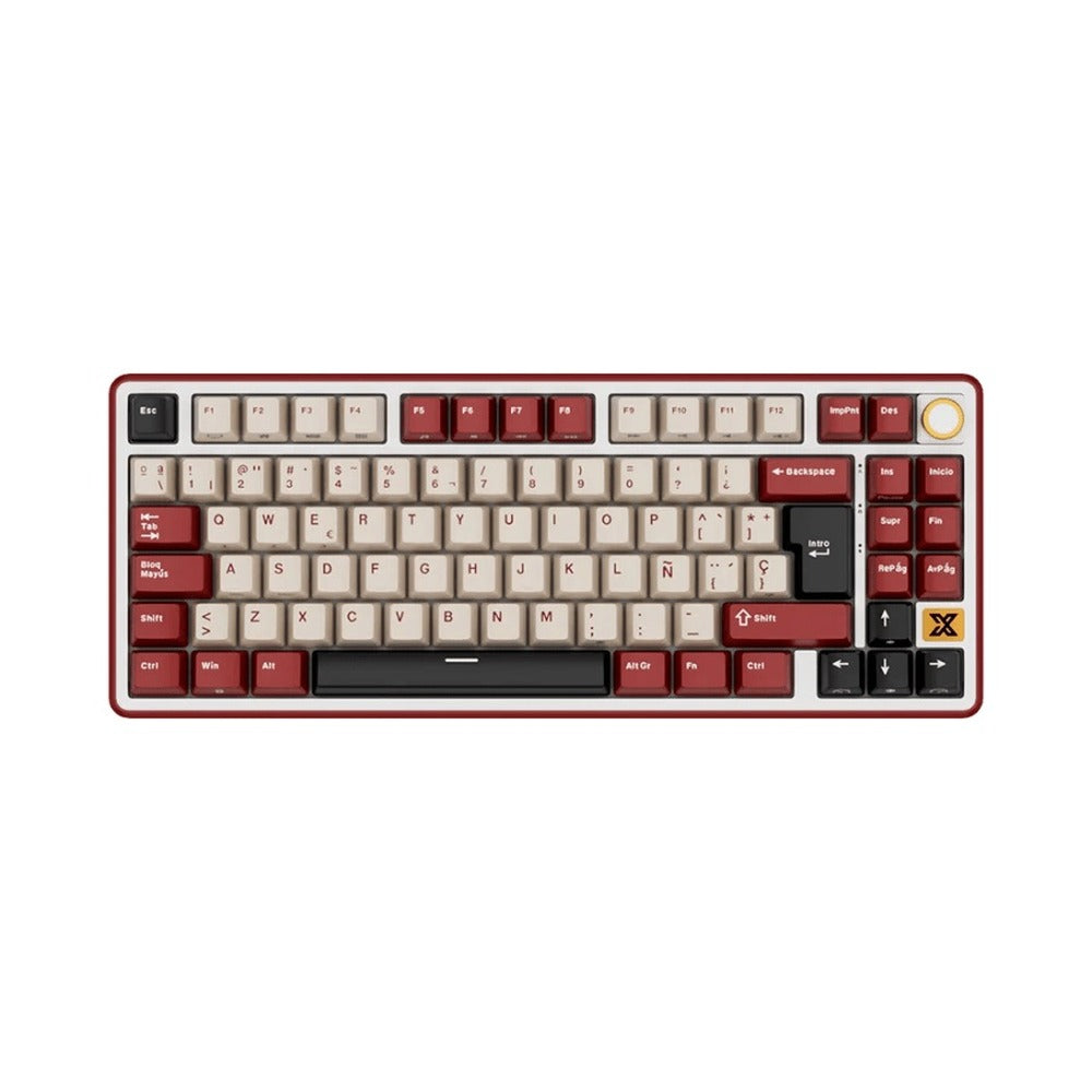 Teclado mecánico RK Royal Kludge RK X87 Burdeos Rojo 87% en español