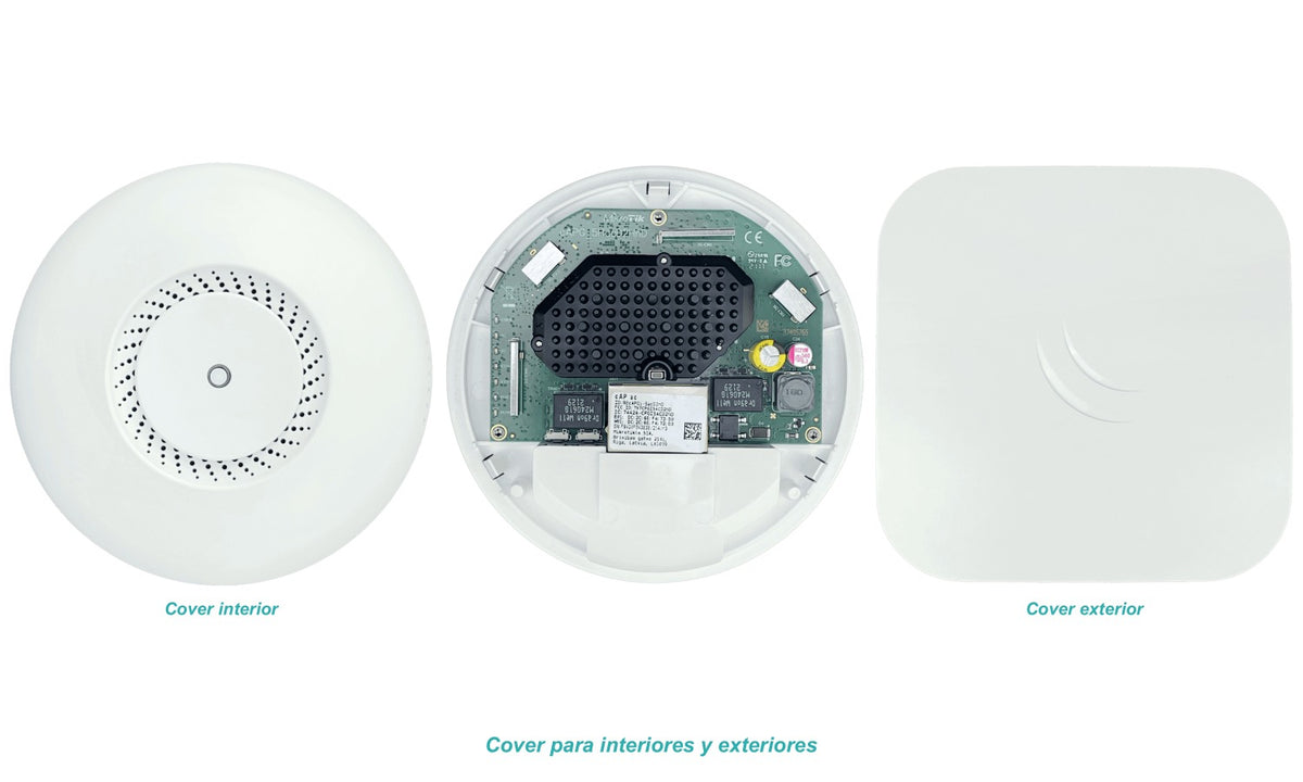 CAP-AC Punto de Acceso MIKROTIK 2x2 2dBi, 2.4GHz N300, 5GHz AC867, Licencia 4, incluye fuente 24V, 2 puertos 1000Mbps con PoE Pass, 26dBm