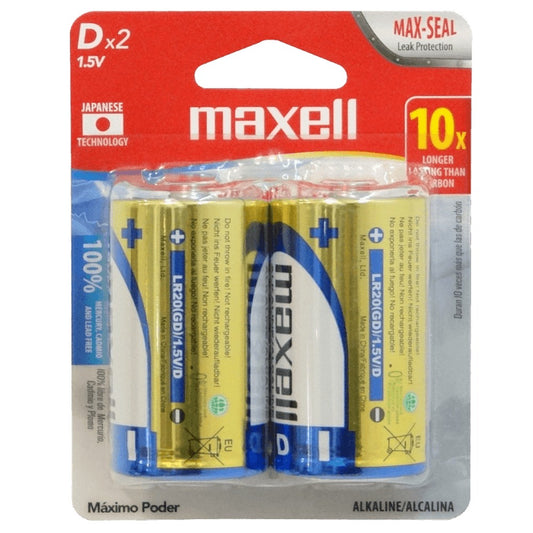 D-AP MAXELL 2-Pilas-Tamaño D Alcalinas LR20 1,5V 1.5V Alcalinas Envase