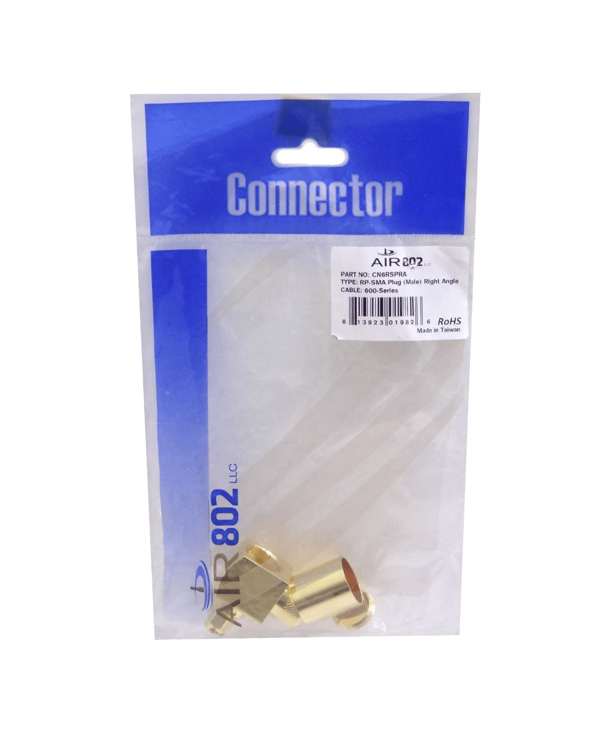 CN6RSPRA RPSMA-Macho Angular LMR600 Conector Coaxial Crimpeable CA600