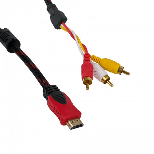 HDMI-3RCA. Conector HDMI macho a 3 conectores RCA macho, longitud 150 cm, resolución 1080p