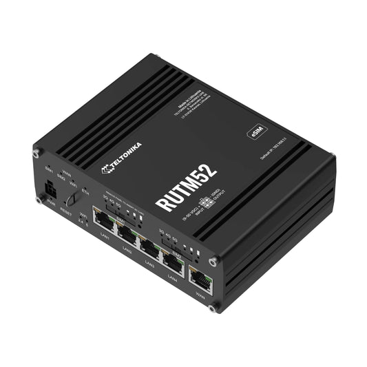 Switch Industrial 5G Teltonika RUTM52 Doble Módem Dual SIM eSIM Acceso Múltiple-WAN Conectividad WiFi5 5 Puertos Ethernet Gigabit