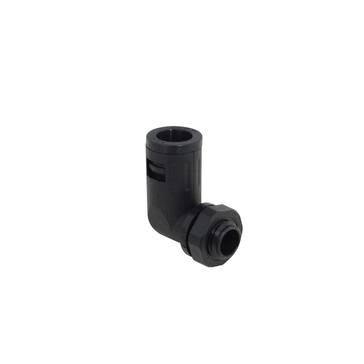 FLEP10-SC 10mm Conector Angular de Salida para Prensaestopas de Tubería Flexible Plástica Negro