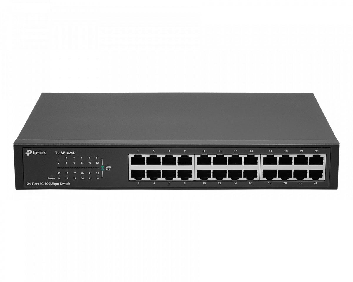 TL-SF1024D TP-LINK Conmutador 24 puertos 100 Mbps Slim No Administrable Montaje Rack Alimentación 220V Directa