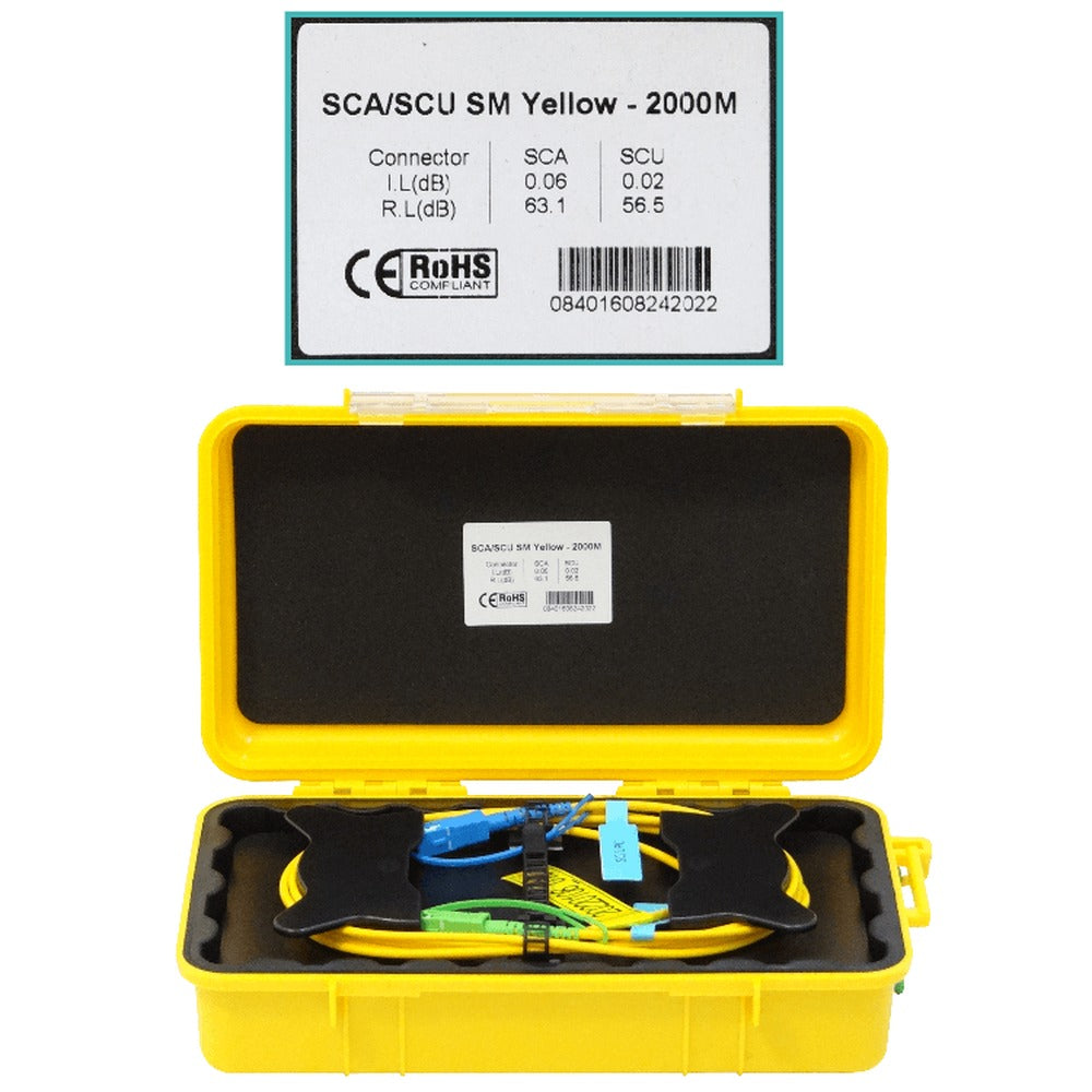 BOB-2AC 2km 9/125 SC/APC-SC/UPC G652 Monomodo SM SX 2000mt Carrete de Lanzamiento