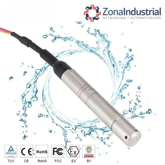 Sensor de nivel hidrostático 19mm para pozos agua 0.25%FS + 5 metros cable - 0-130m