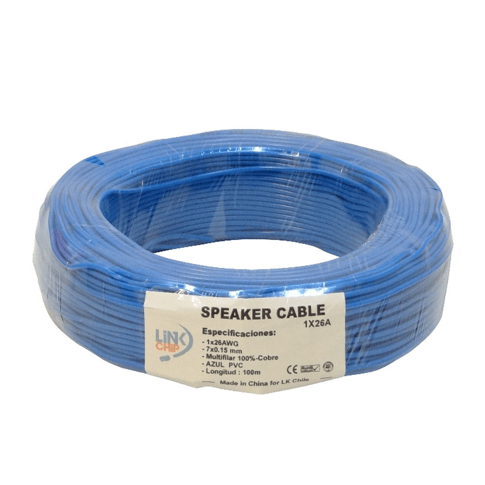 1X26A cable unipolar azul 1x26AWG cobre 0,13mm² bobina 100 metros conductor aislado PVC flexible 7 hilos x 0,15mm