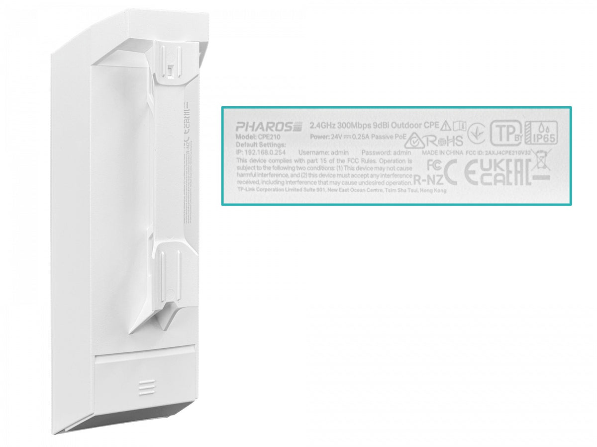 CPE210 TP-LINK Antena exterior 2,4 GHz, ganancia 9 dBi, MIMO 2x2, potencia 27 dBm, alcance 2-100 m, incluye PoE pasivo 24 V / 24 W, haz de 65 x 35 grados