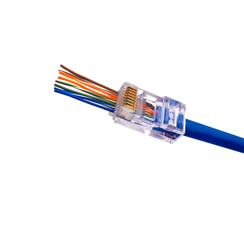 RJ6EZ XINTYLINK Bolsa con 50 Conectores RJ45 CAT6 UTP EZ de 3 Piezas con Orificios Pasantes de 1,1mm