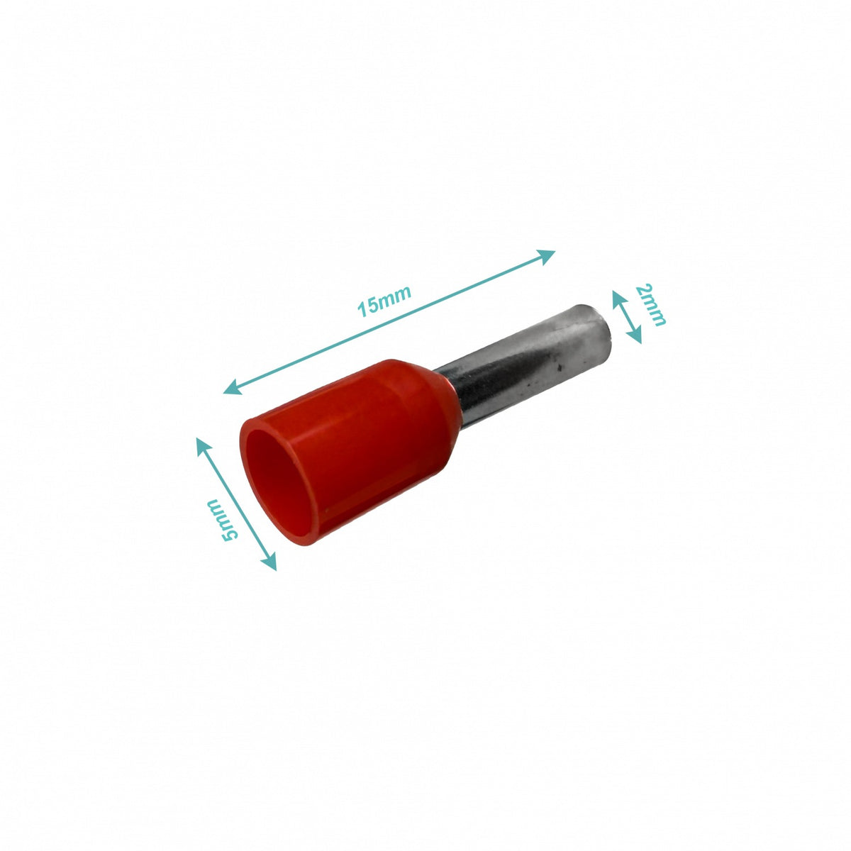 E2508-R Funda Terminal Aislada Crimpeable Roja 2,5mm² 8/15mm 100-piezas AWG14
