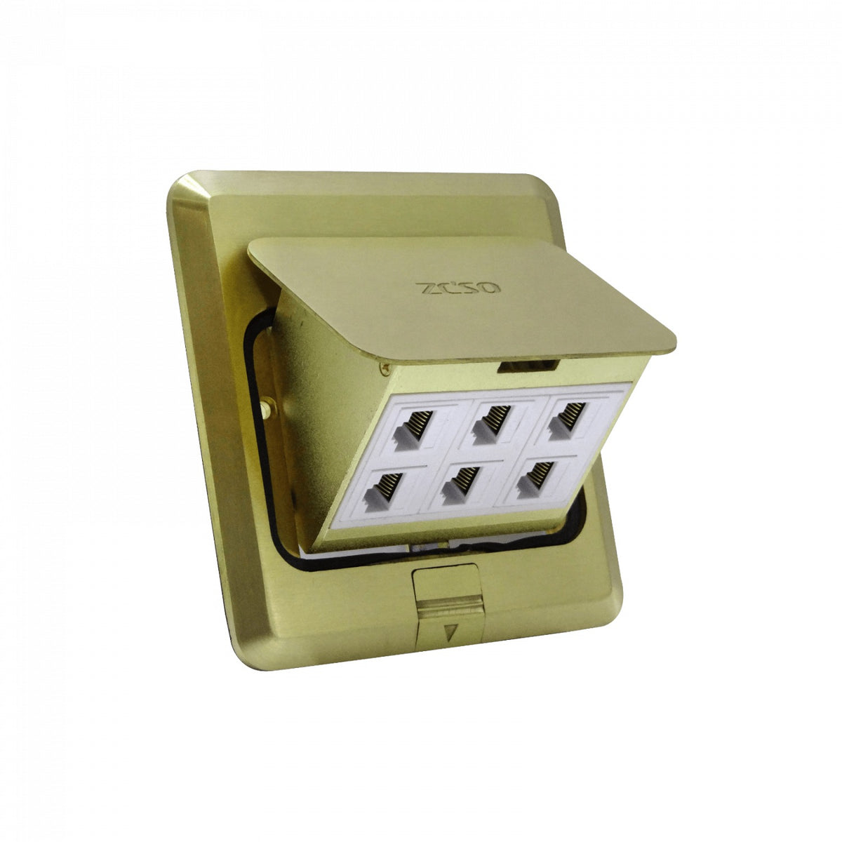 RST-6P 6-Conectores-RJ45-Hembra Caja de Superficie Abatible Metálica 100x100x55mm Cubierta-120x120mm