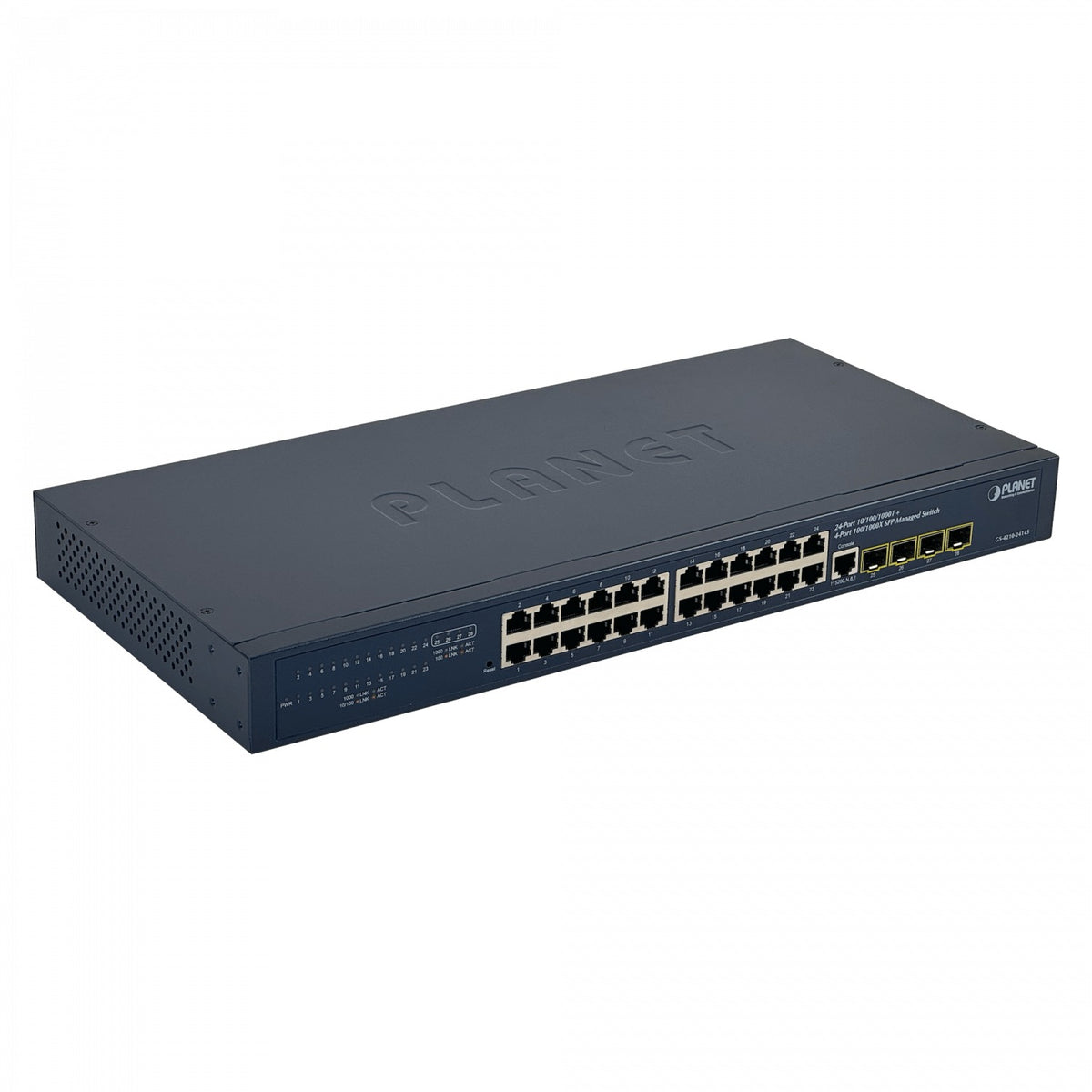 GS-424 PLANET 24-Puertos 1000 4-Ranuras SFP Consola Conmutador Administrable Rack 28-bocas GS-4210-24T4S