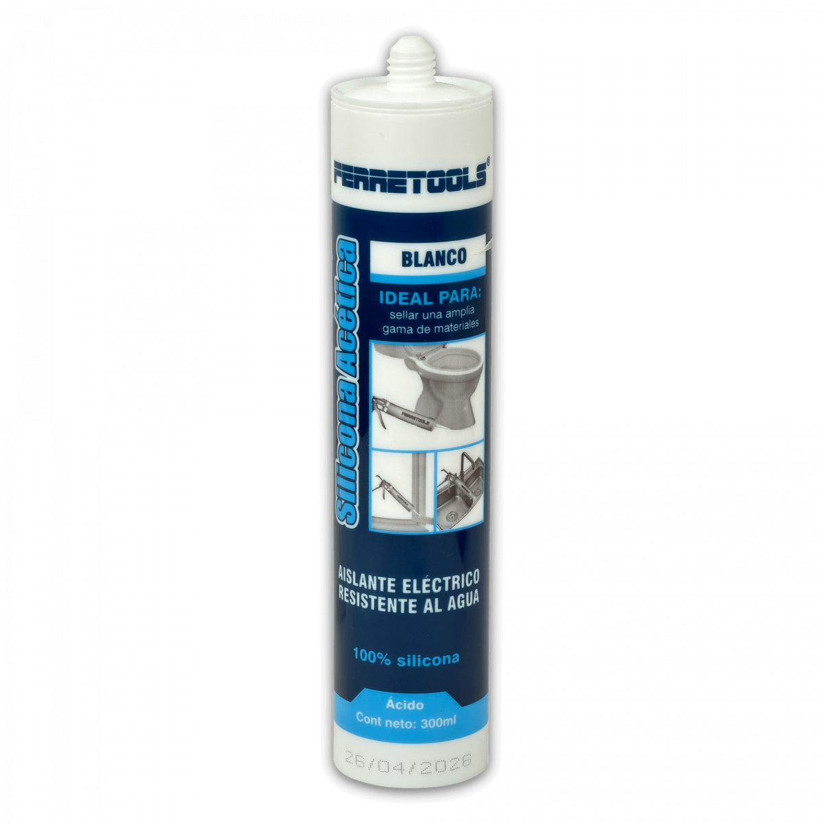 SILICONA Sellador Silicónico Blanco Acético Antihongos 280ml