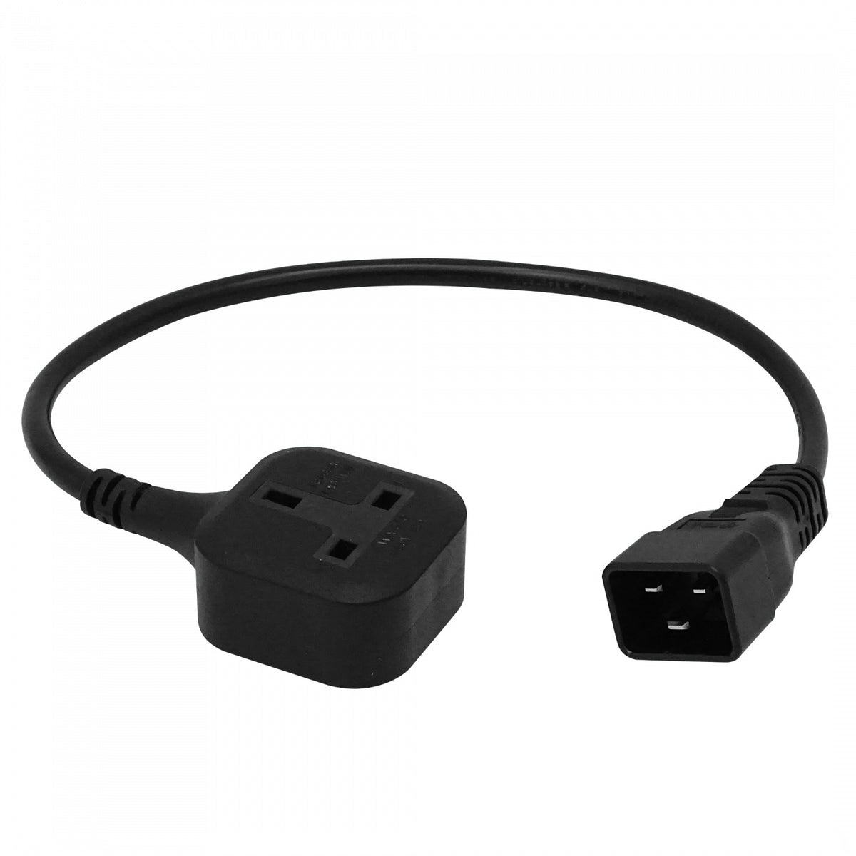 NDMU Cable de alimentación Macho C20 a Hembra UK 0,5 metros Negro 50cm