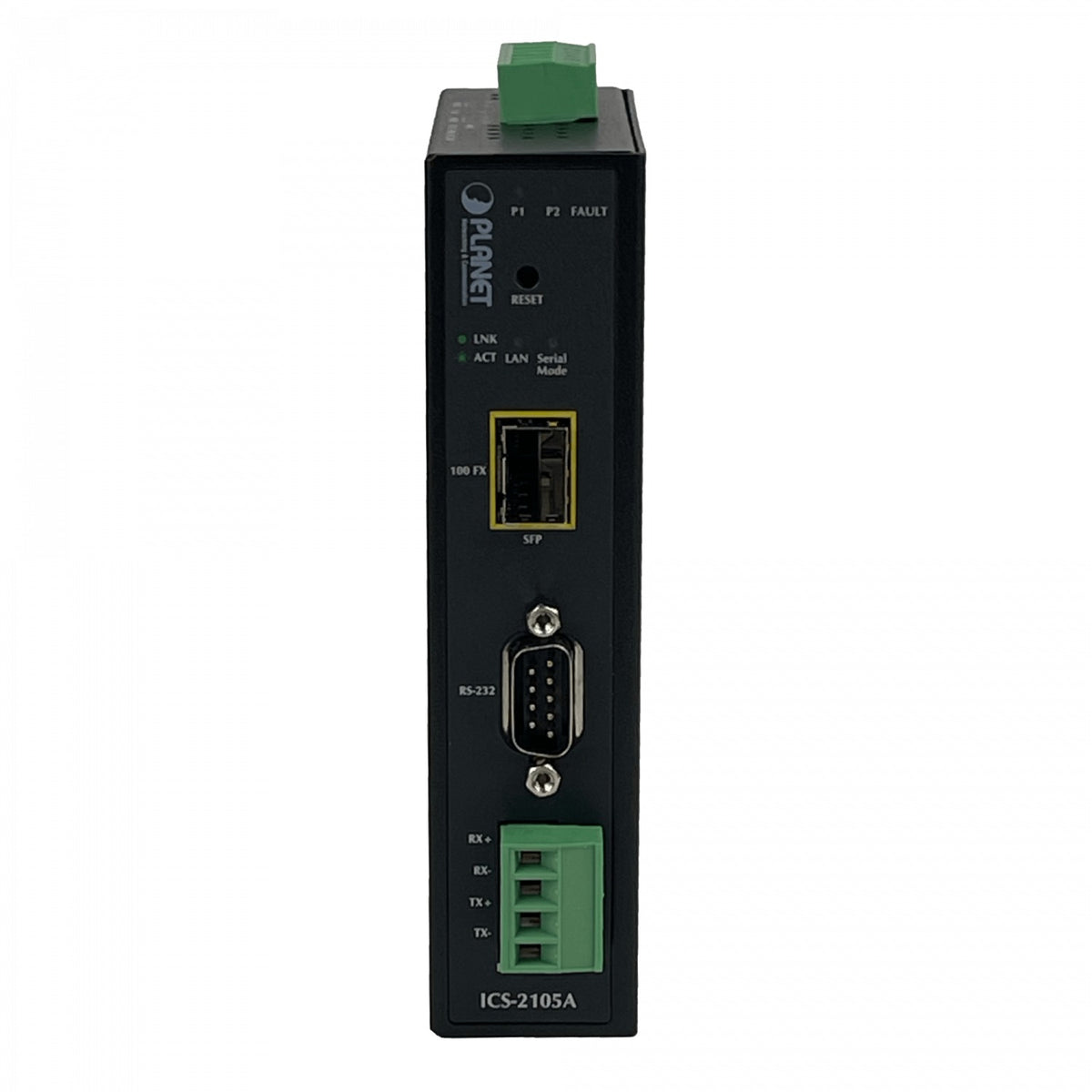 ICS-2105A PLANET Convertidor Serial a Ethernet Industrial 1-SFP RS232 RS422 RS485 DB9 Alimentación 12-48V