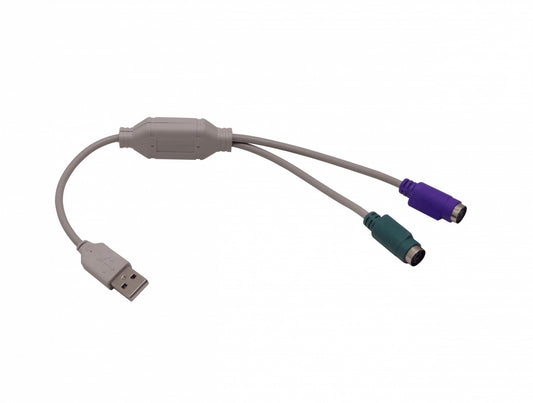 USBM-PS2H Convertidor USB-A-Macho a 2-PS2-Hembra para Teclado/Ratón USB-PS/2