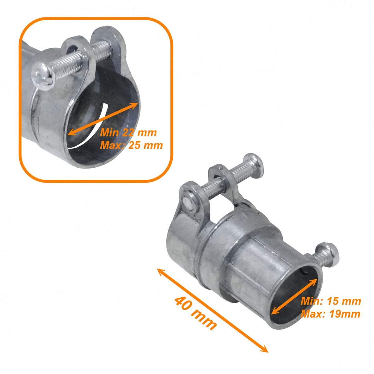 MEMT12P 1/2-Pulgada Conector EMT a Tubería Flexible Adaptador Metálico 15-19/22-25mm