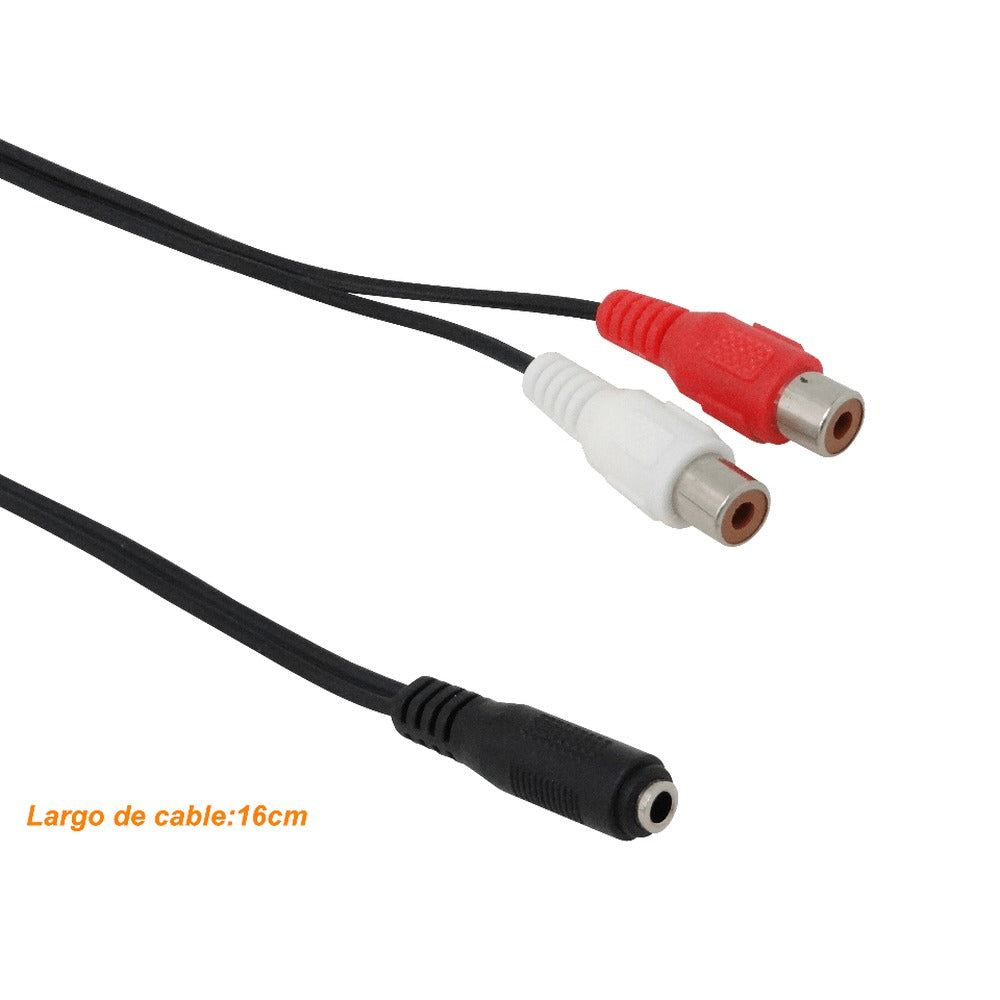 AUDIO-HRH 3,5mm-H 2-RCA-H 15cm 0,15mt Hembra-Hembra Cable Plug-RCA Phone-1/8-H