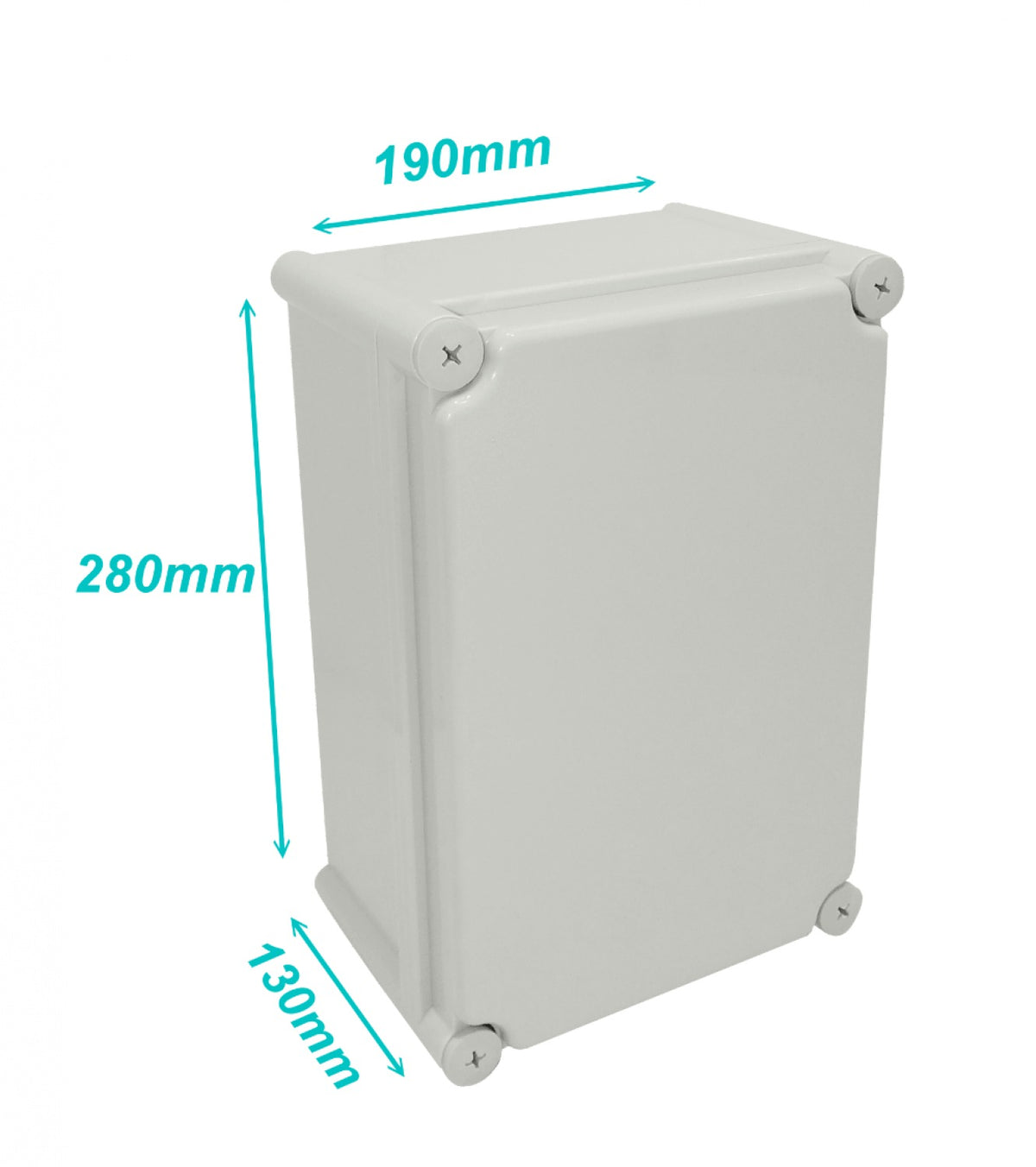 TJ-AG-2819 Caja estanca TIBOX de plástico gris con tapa del mismo color, dimensiones 280x190x130 mm, IP66, RoHS, incluye placa de montaje