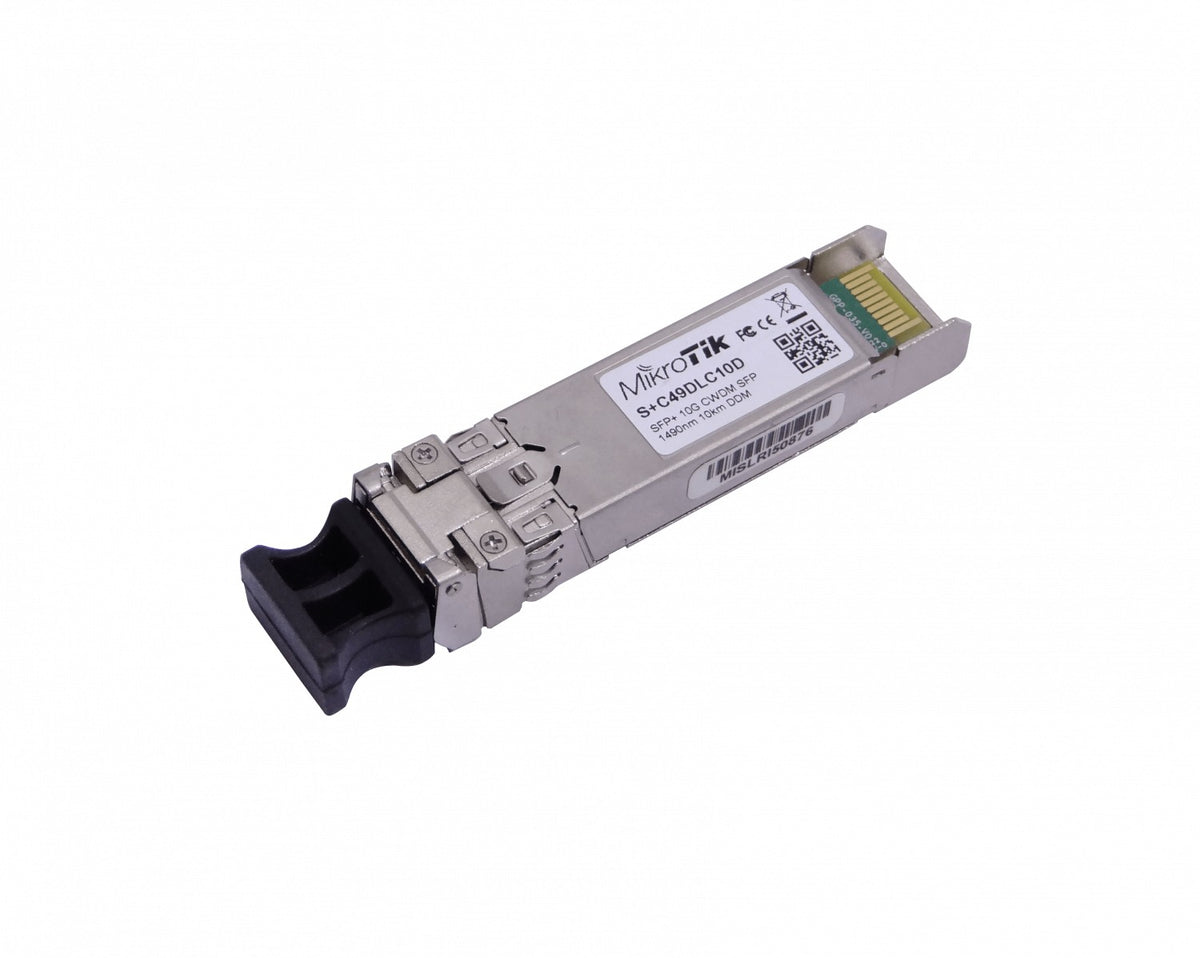 S+C49DLC10D MIKROTIK Módulo transceptor SFP+ individual 1490nm 10G monomodo 10km con 2 conectores LC y DDM para multiplexor CWDM-MUX8A