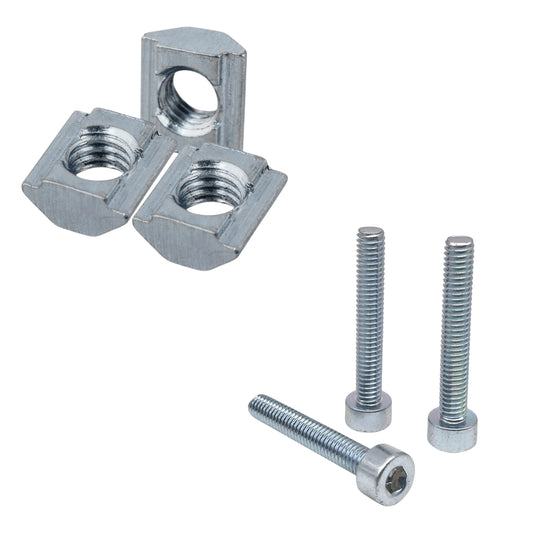 Tuerca corrediza M3 + Pernos Perfil Tslot 20x20 (Pack 100 pares)
