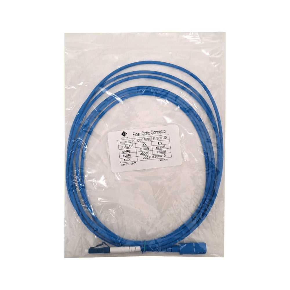 JBSLC3 Cable de fibra óptica simplex monomodo blindado LSZH de 3 metros con conectores LC-SC, diámetro 3.0mm y núcleo 9/125µm