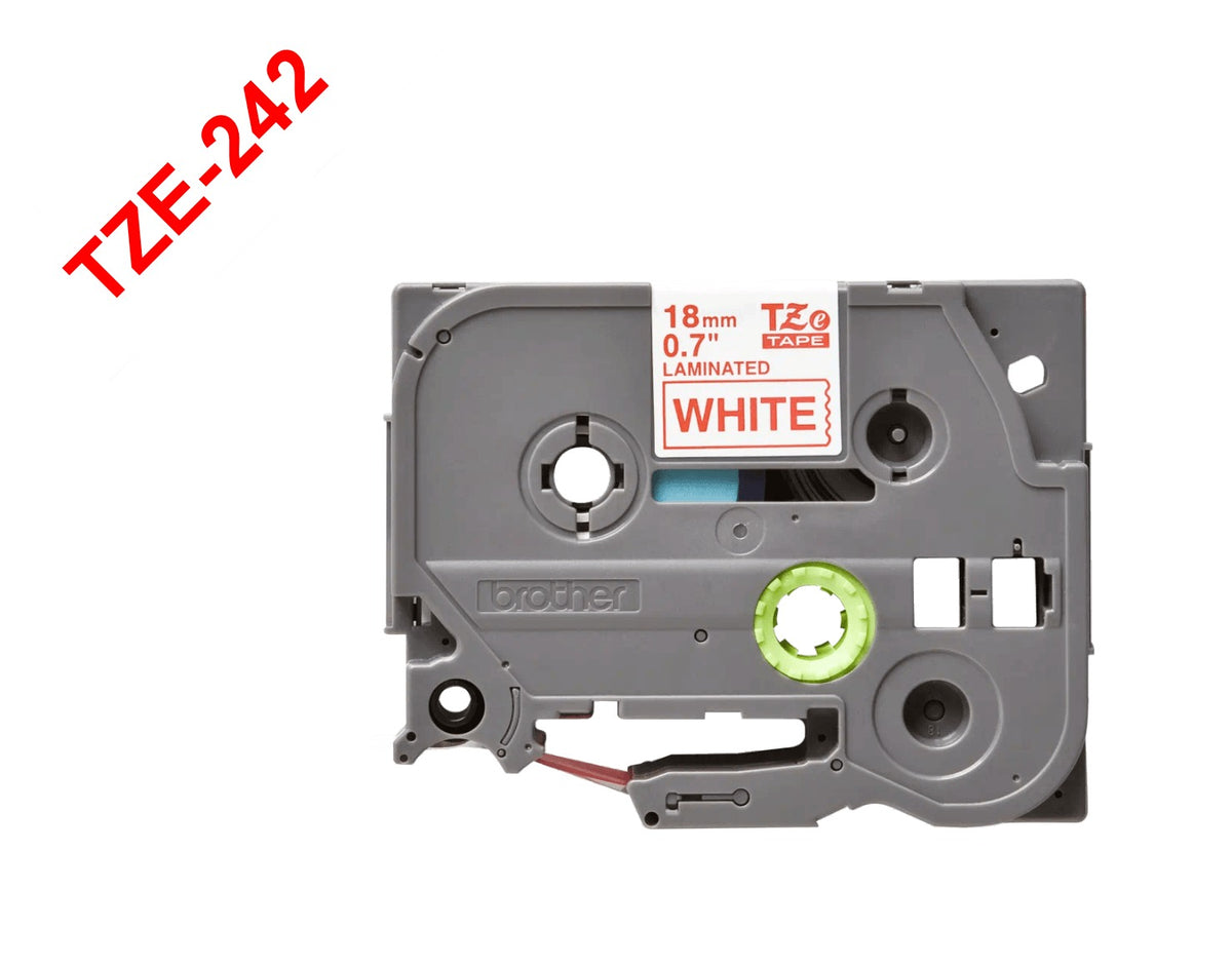 TZE-242 BROTHER 18mm Rojo sobre Base Blanca Cinta 8mt para-PT-E300VP