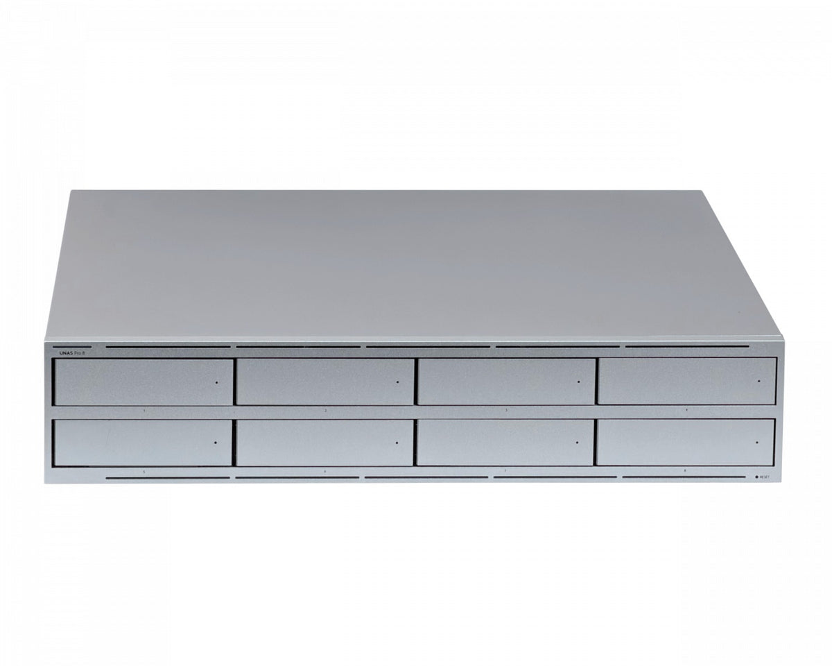 UNAS-PRO-8. Dispositivo de almacenamiento en red UI NAS de 8 bahías HD con RAID, 2 ranuras M.2, 1 puerto 10G, 2 puertos SFP+, formato 2U, incluye 2 fuentes de poder PSU-1215, UniFi Drive UNAS-PRO-8-EU de UBIQUITI