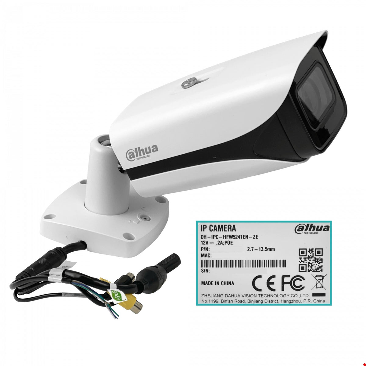 HFW5241. DAHUA Cámara Cilíndrica 2MP Zoom Motorizado 2,7-13,5mm Protección IP67 Resistencia IK10 Alimentación PoE Alcance Infrarrojo 50 metros Ranura MicroSD Inteligencia Artificial WizSense