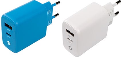 Cargador Shelly GaN Charger 65W USB-C y USB-A Power Delivery - Azul