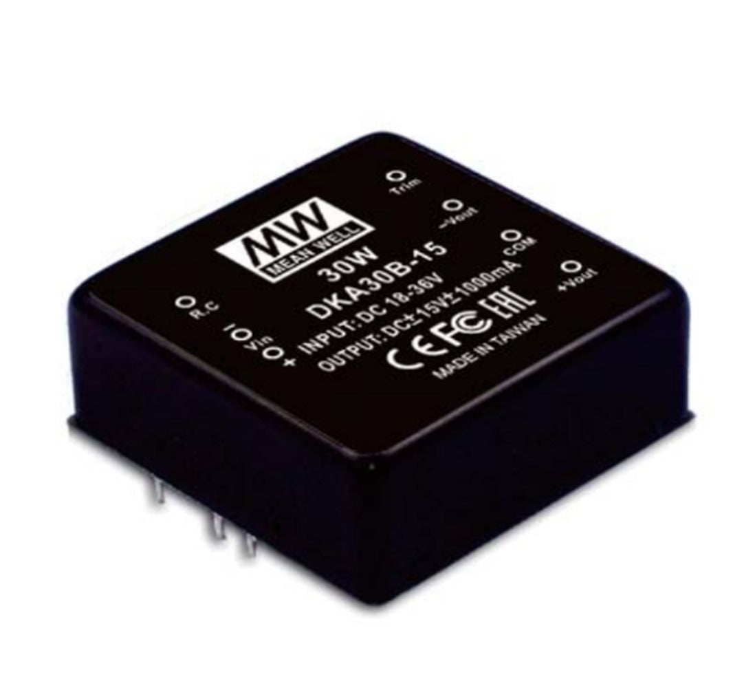 Convertidor DC-DC Dual 30W 12V Mean Well DKA30B-12 - 15V - 18~36 Vdc