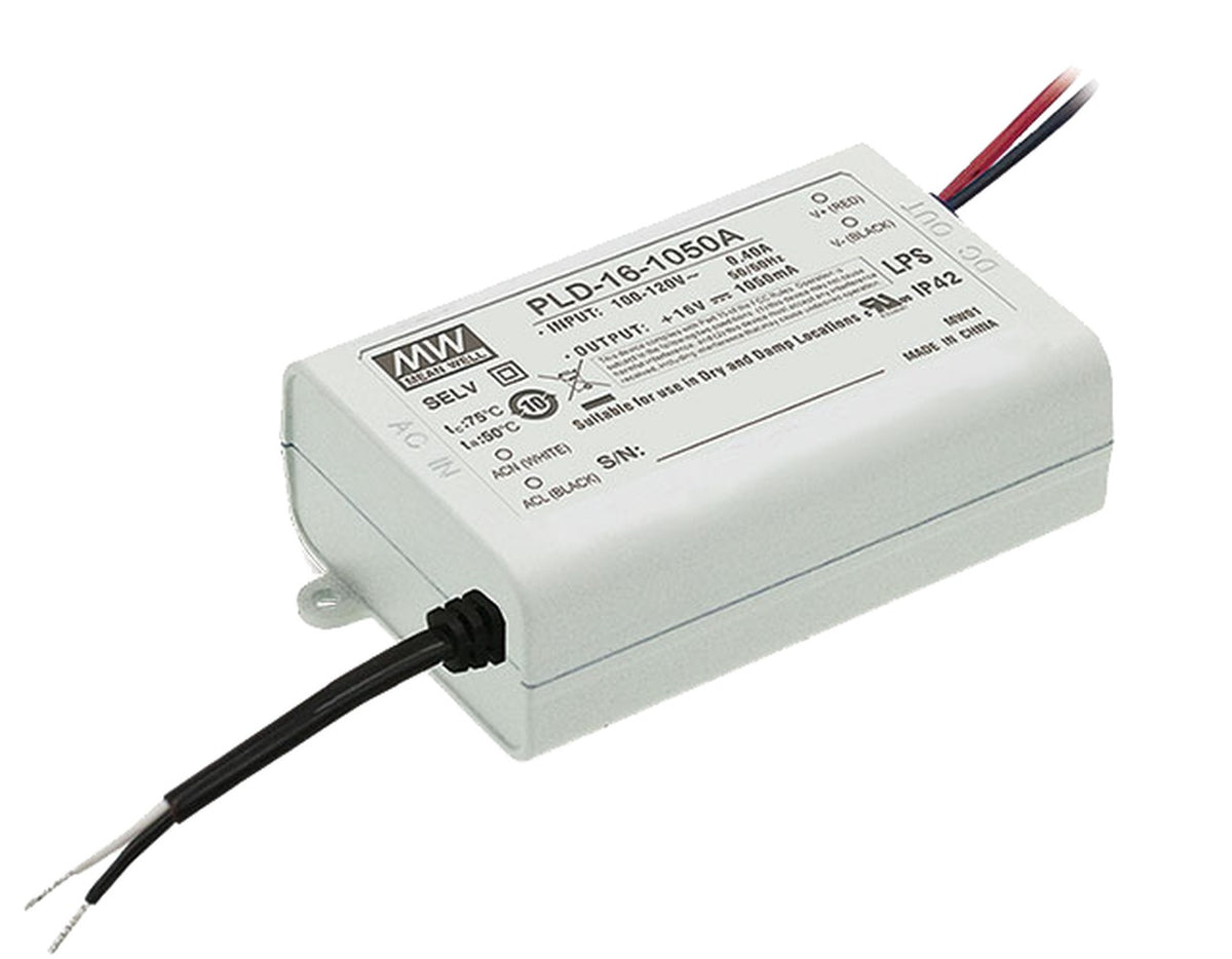 Driver LED plástico corriente PFC 16W PLD-16 - 90 a 135VAC - 1050mA (comúnmente usado)