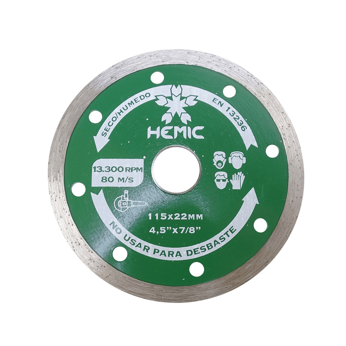 DIA-4L HEMIC 115mm Liso 22mm Disco Corte Diamantado Continuo DDU115H 8801115