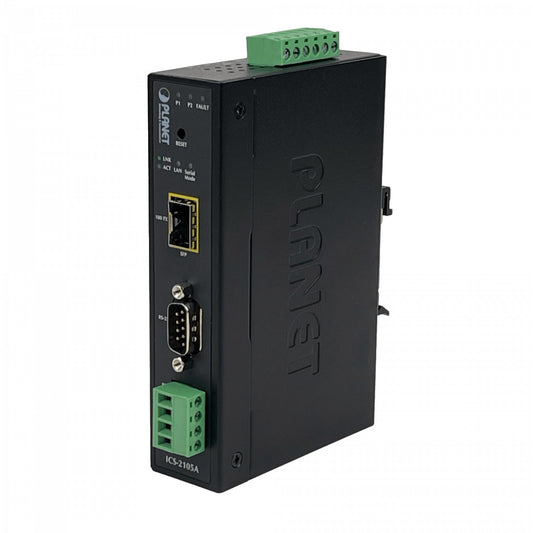 ICS-2105A PLANET Convertidor Serial a Ethernet Industrial 1-SFP RS232 RS422 RS485 DB9 Alimentación 12-48V