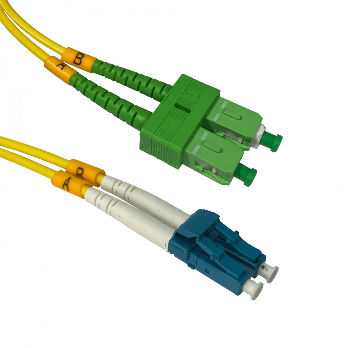JFSAL2 Cable Jumper de Fibra Óptica Monomodo Dúplex SC/APC a LC/UPC de 2 Metros, 9/125µm y 3mm