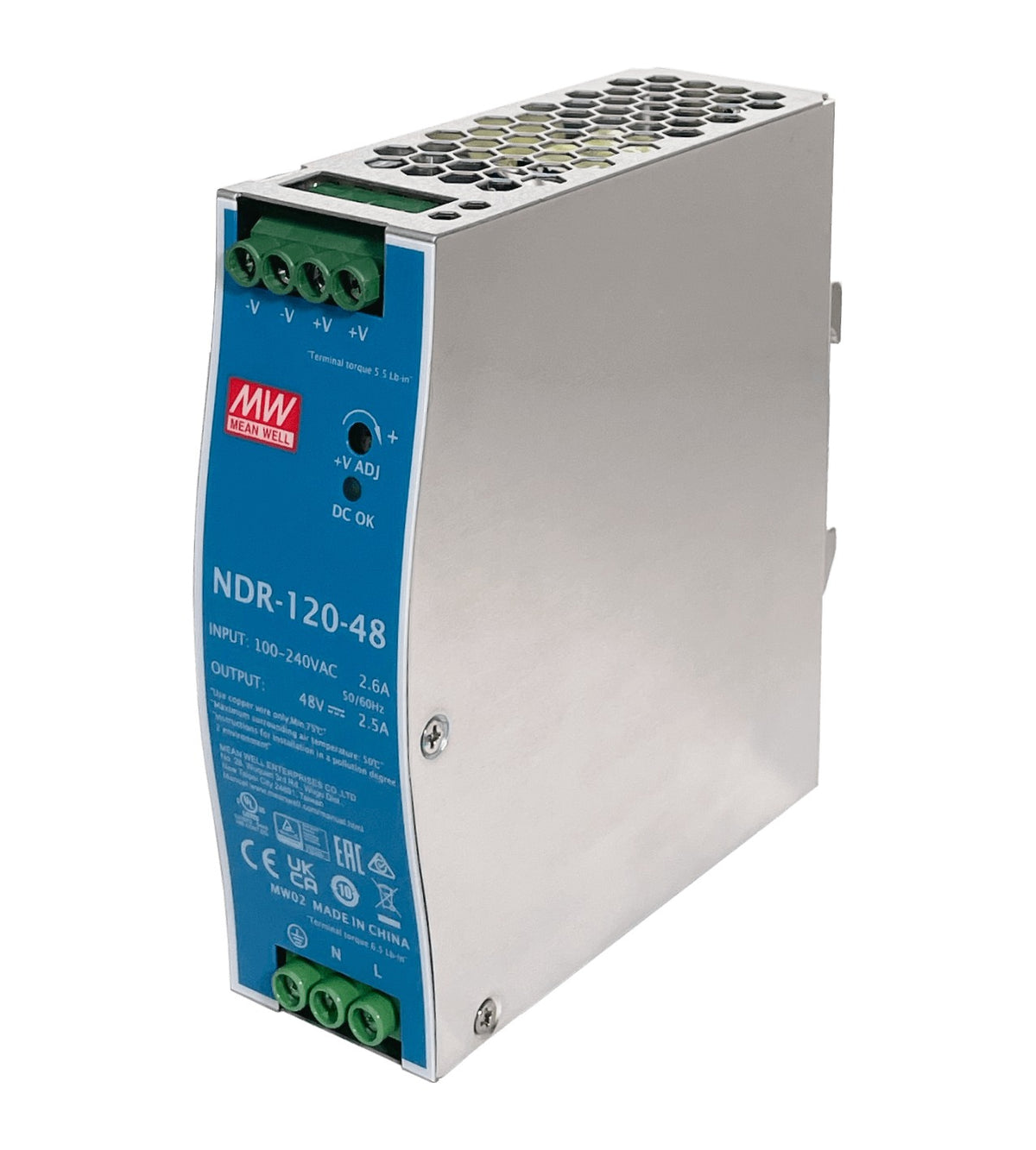 NDR-120-48 MEANWELL 48VDC 120W 2,5A regulable/48-55V Ancho-40mm Carril-DIN Fuente Alimentación