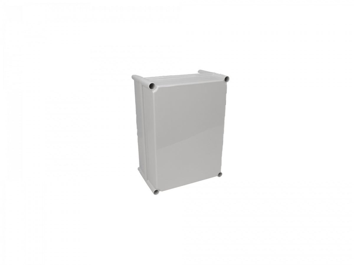 AG-2838-1. Caja plástica gris con tapa gris de 380x280x180 mm, con placa de montaje, grado de protección IP66, conforme a RoHS