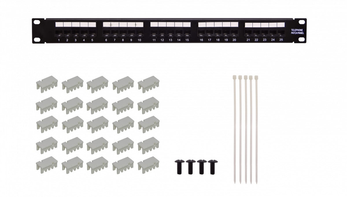 PP325 CAT3 25-RJ11 6P4C Patch Panel 1U Telefonia