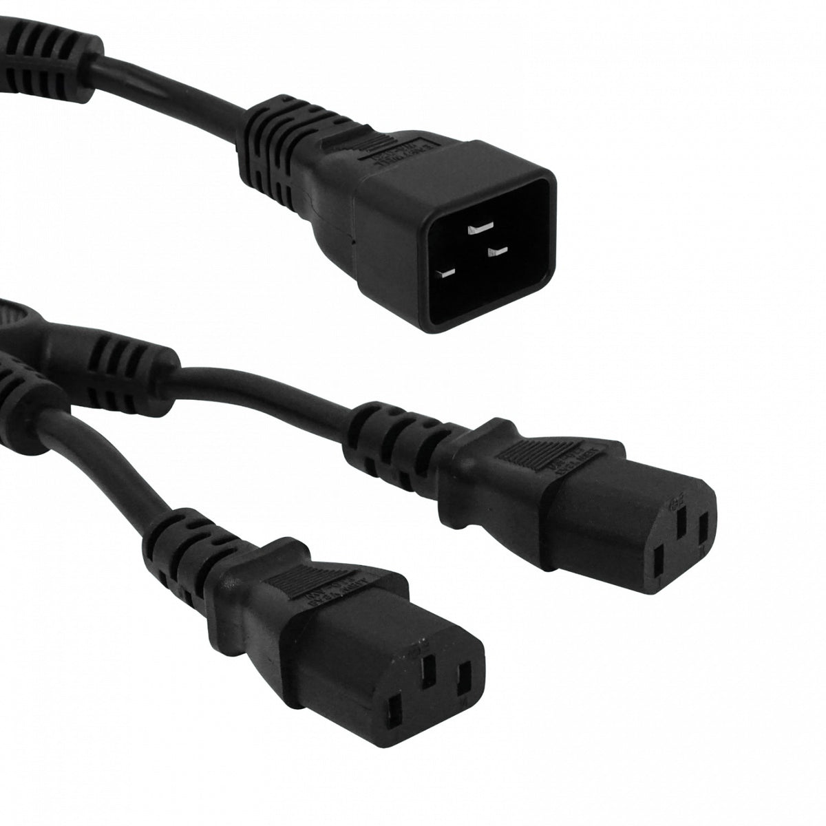 CDMC2 2-C13-Hembra-10A 1-C20-Macho-16A Cable Poder 8+5cm Negro