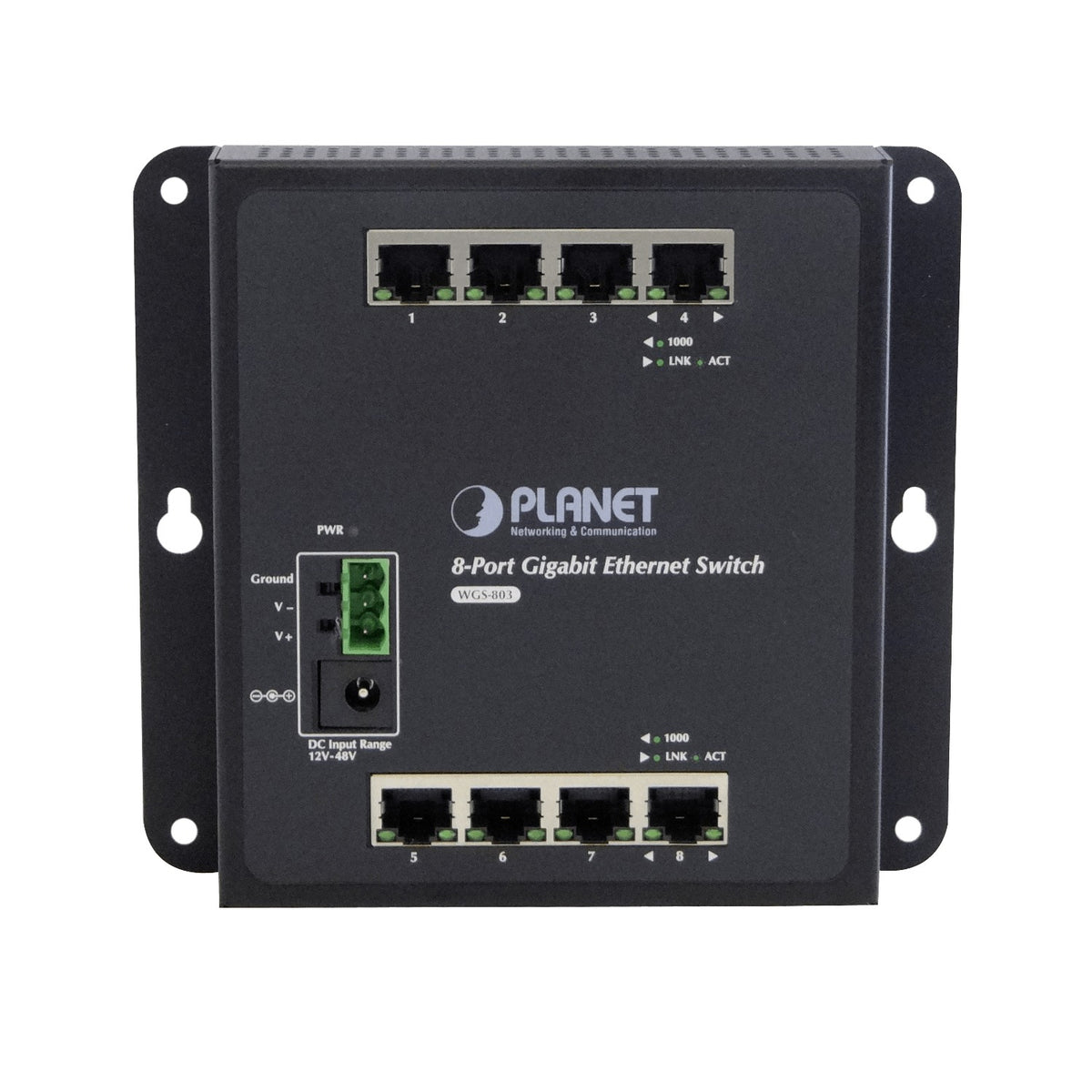 WGS-803 PLANET 8-1000 Conmutador Industrial no-Gestionado Plano/CarrilDIN req/12-48VDC IP30
