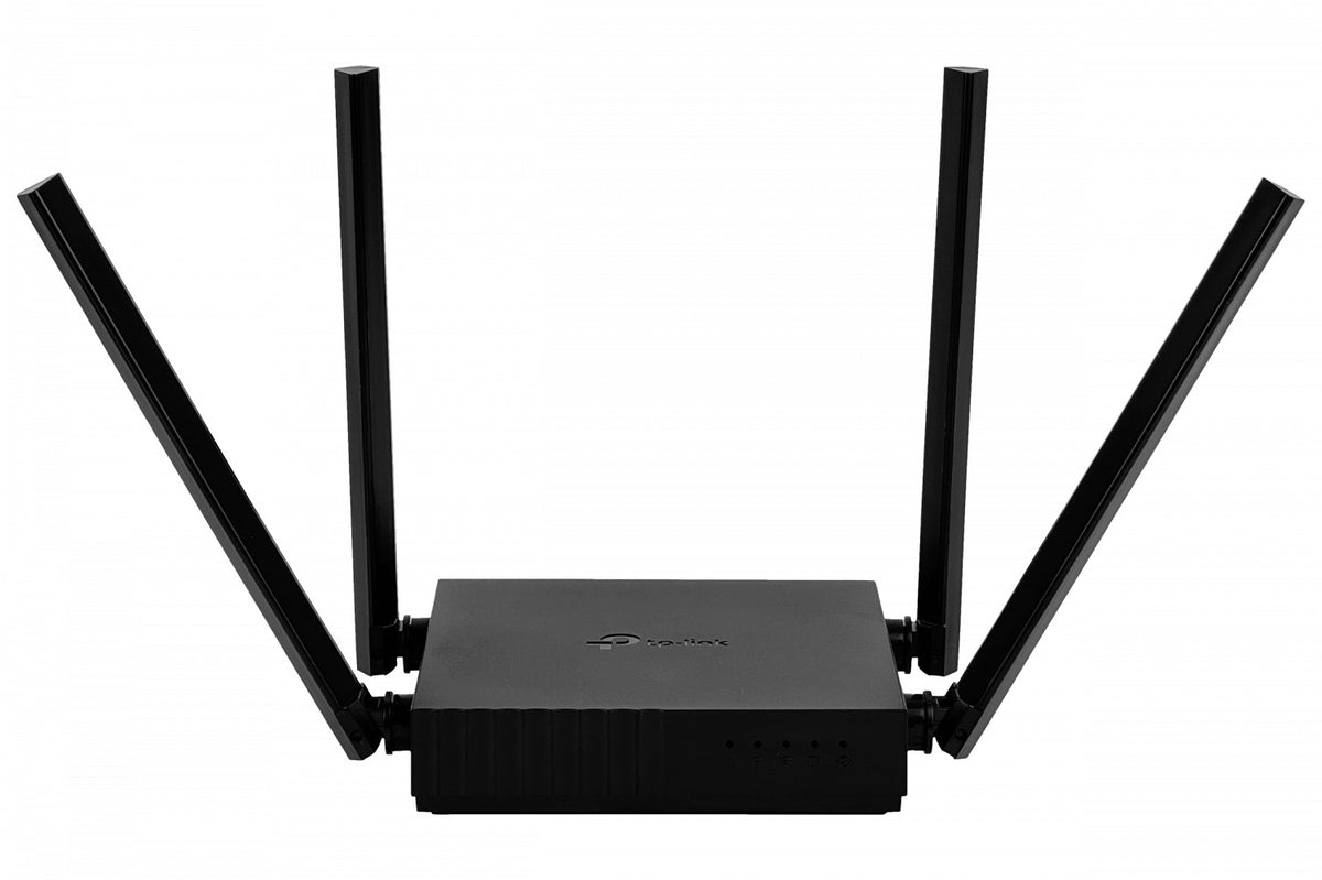 C50 Router TP-LINK AC1200 con velocidad de 867 Mbps en banda de 5 GHz y 300 Mbps en banda de 2.4 GHz equipado con 4 antenas fijas, 4 puertos de 100 Mbps y 1 puerto WAN