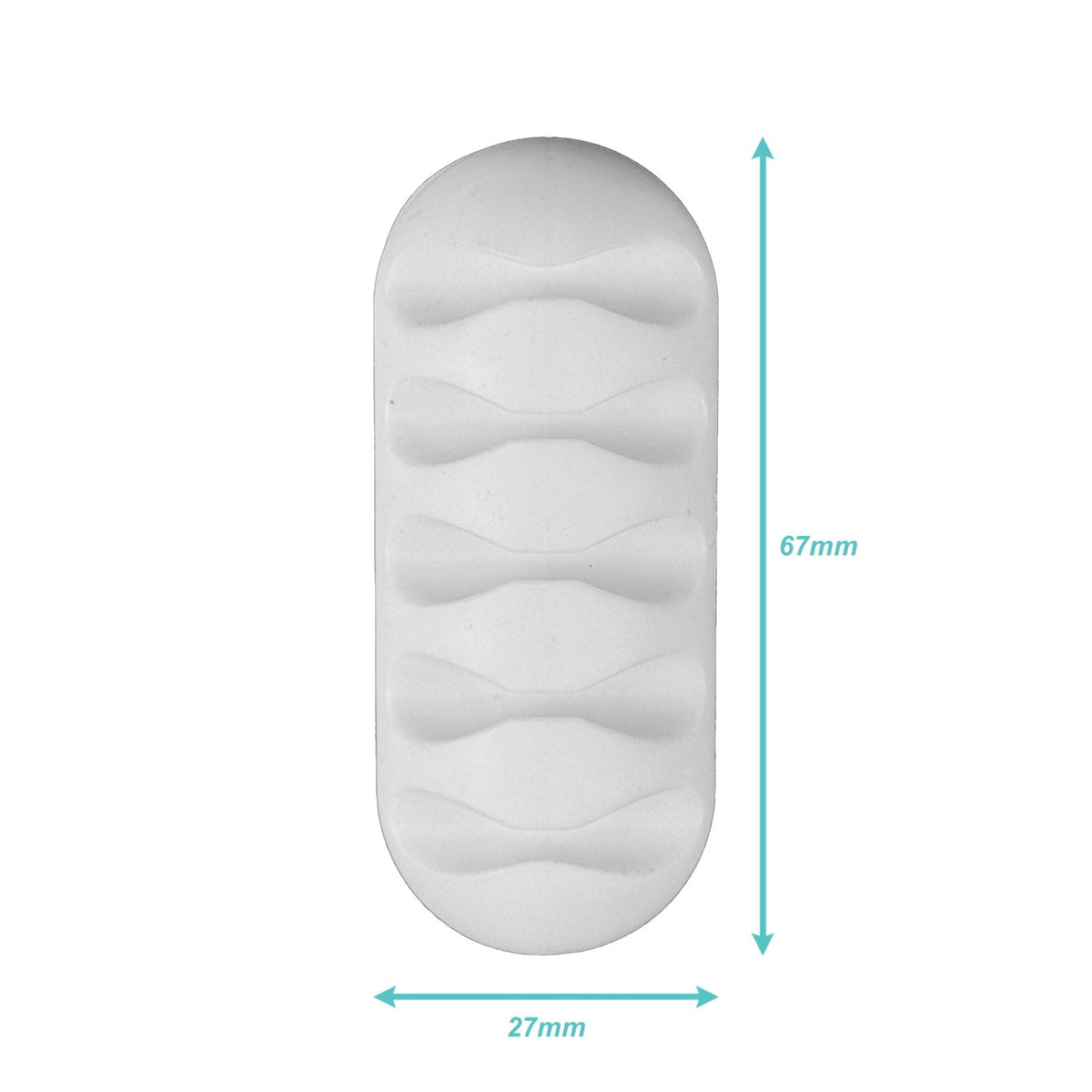 SILI-5W Sujetacables de Escritorio para 5 Cables Adhesivo de Silicona Blanco 27x67mm
