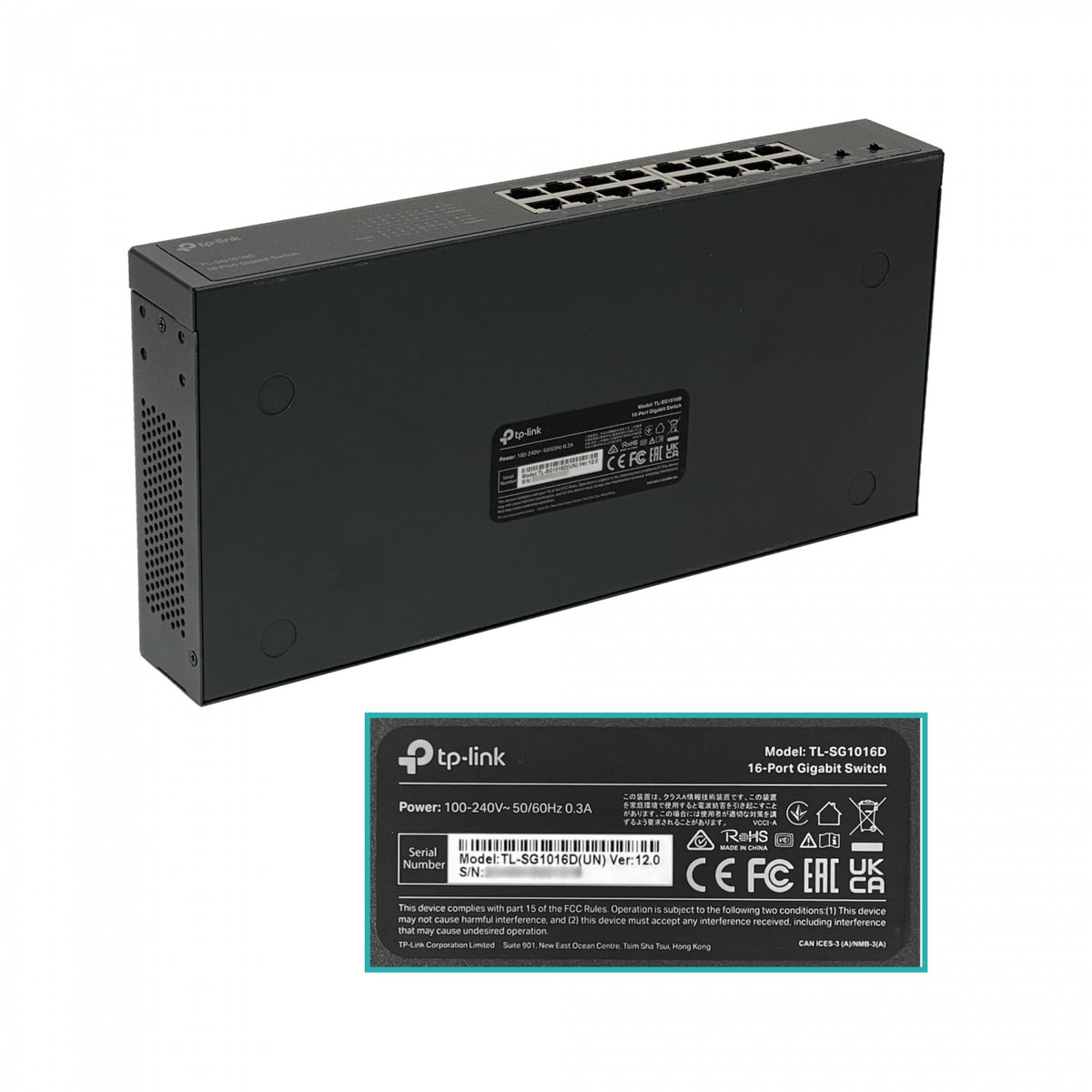 TL-SG1016D Conmutador Gigabit TP-LINK de 16 Puertos 1000Mbps Perfil Angosto No Gestionable para Rack