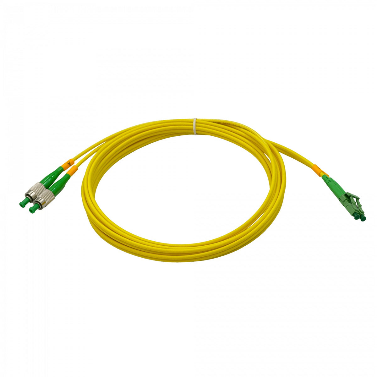 JFSBH3. Cable de interconexión de fibra óptica monomodo dúplex LC/APC a FC/APC de 3 metros, núcleo de 9/125 µm.