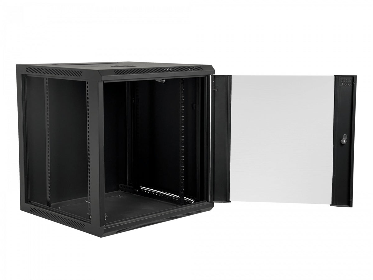 RK12-6L 60cm-Fondo 12U Armario Rack de Pared Negro incluye M6-2U